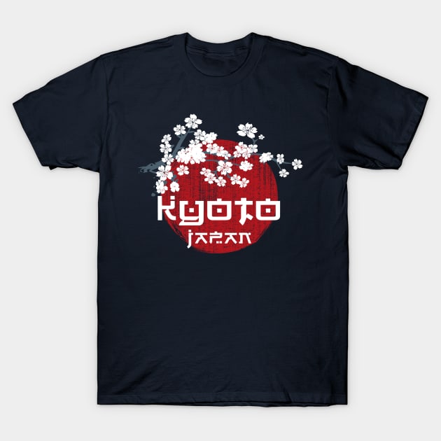 Cherry Blossom Japan Kyoto Rising Sun T-Shirt by Designkix